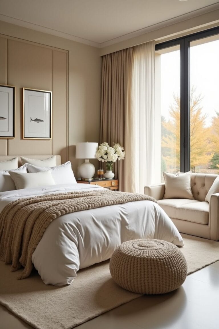 Cozy Minimalist Bedroom Decor _ Neutral Tones & Textured Accents for a Relaxing Fall Aesthetic