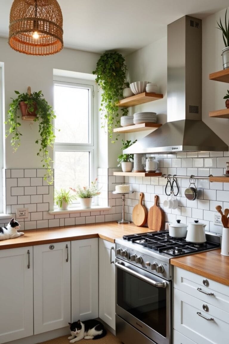 Cozy Farmhouse Kitchen with Modern Touches & Greenery
